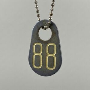 Vintage Rubber Livestock Ear Tag Numbered Cattle Sheep Steampunk Key Pendant #88